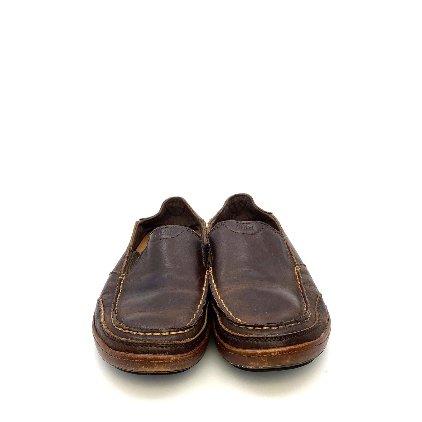 Comfortable Olukai Mens Puhula Brown Leather Slip-On Casual Beach Shoes Size 8.5M -  | Buy at Parsimony Shoppes