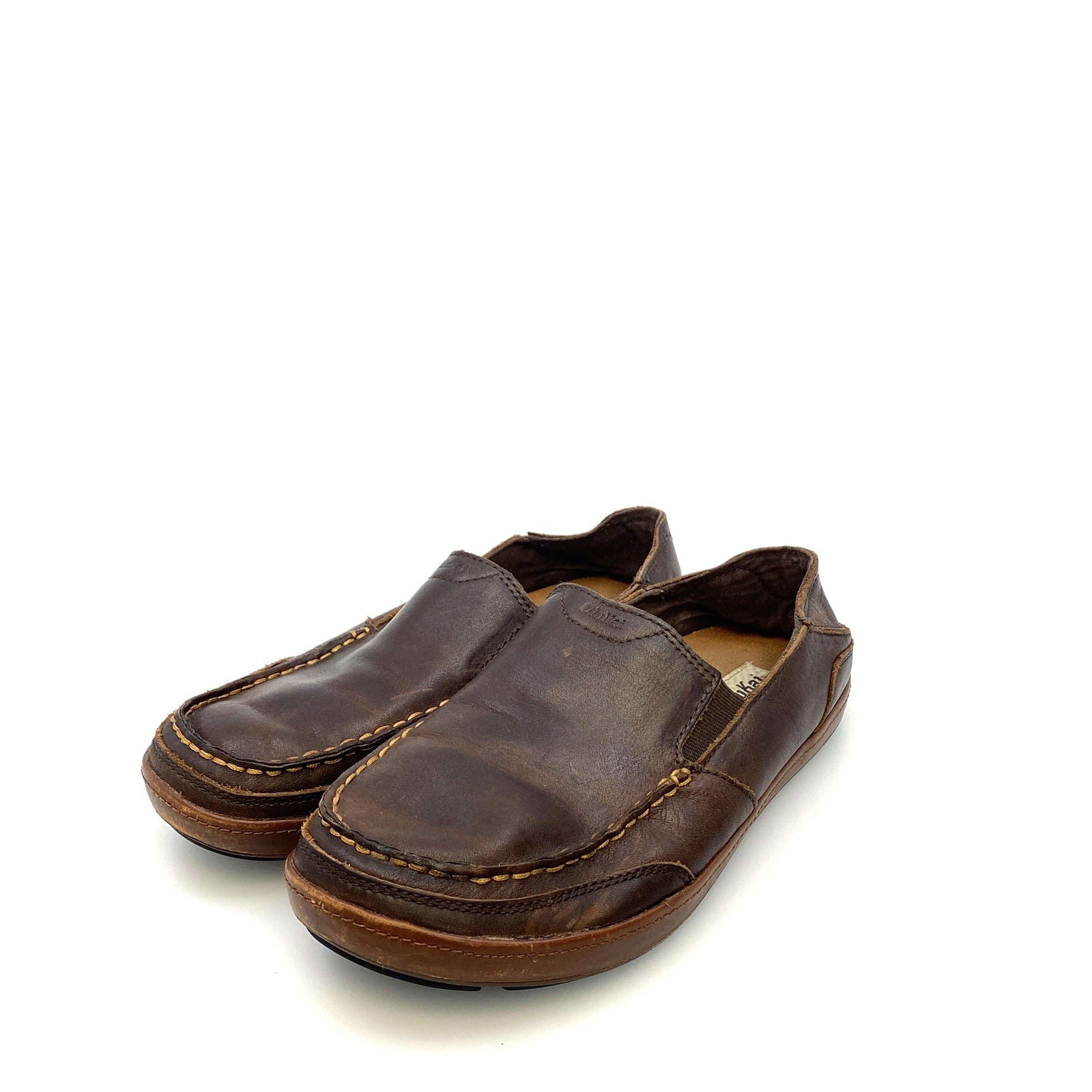 Comfortable Olukai Mens Puhula Brown Leather Slip-On Casual Beach Shoes Size 8.5M -  | Buy at Parsimony Shoppes