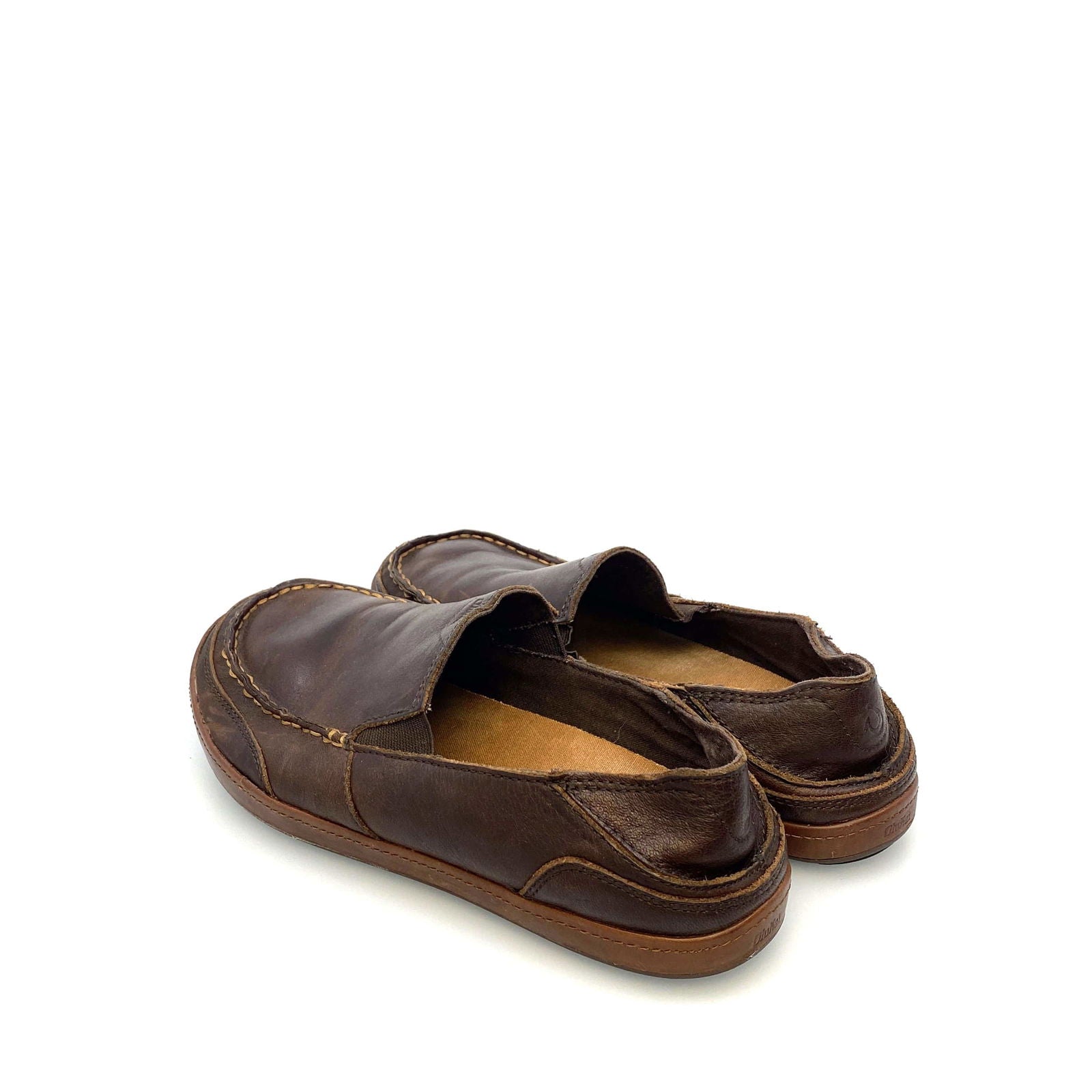 Comfortable Olukai Mens Puhula Brown Leather Slip-On Casual Beach Shoes Size 8.5M -  | Buy at Parsimony Shoppes