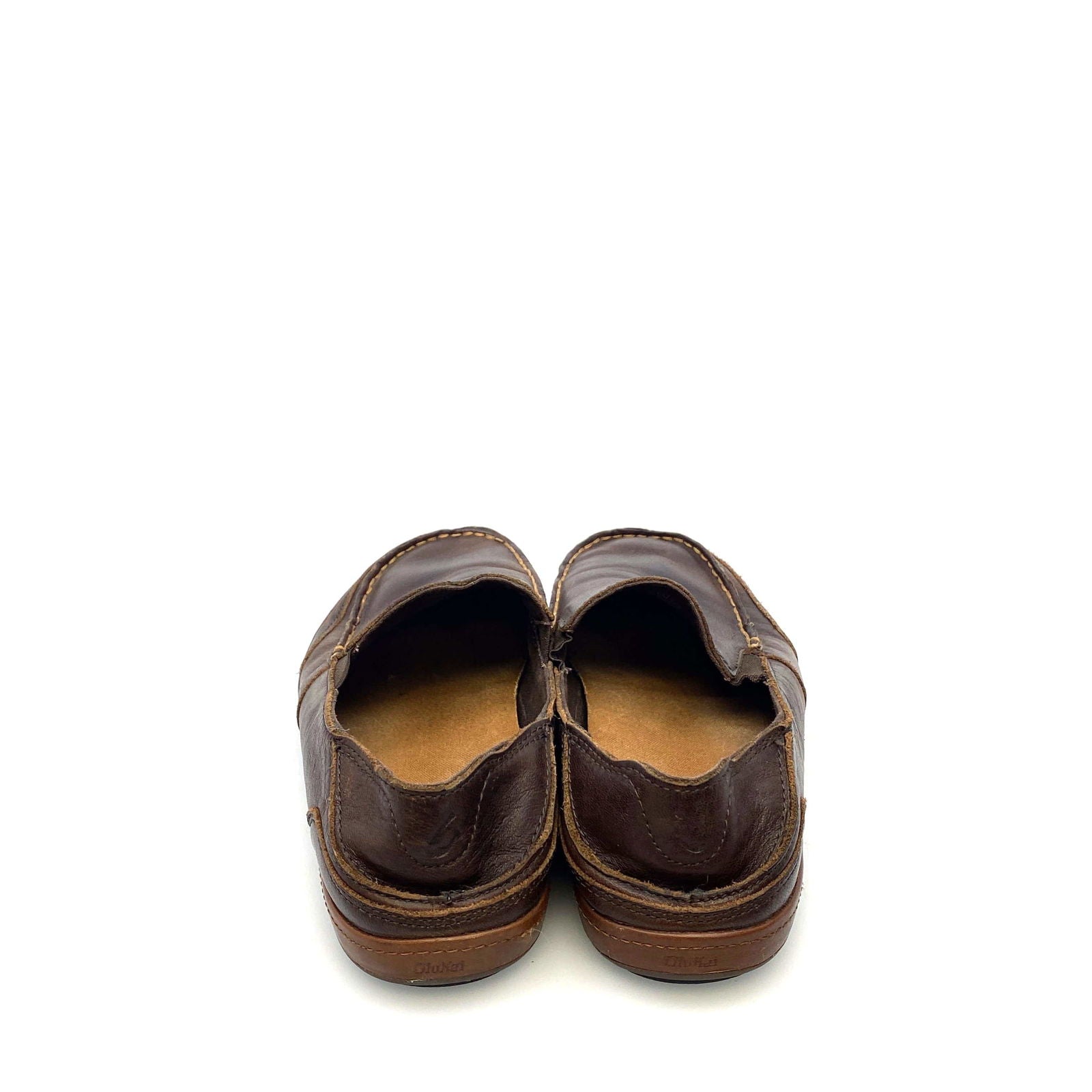 Comfortable Olukai Mens Puhula Brown Leather Slip-On Casual Beach Shoes Size 8.5M -  | Buy at Parsimony Shoppes