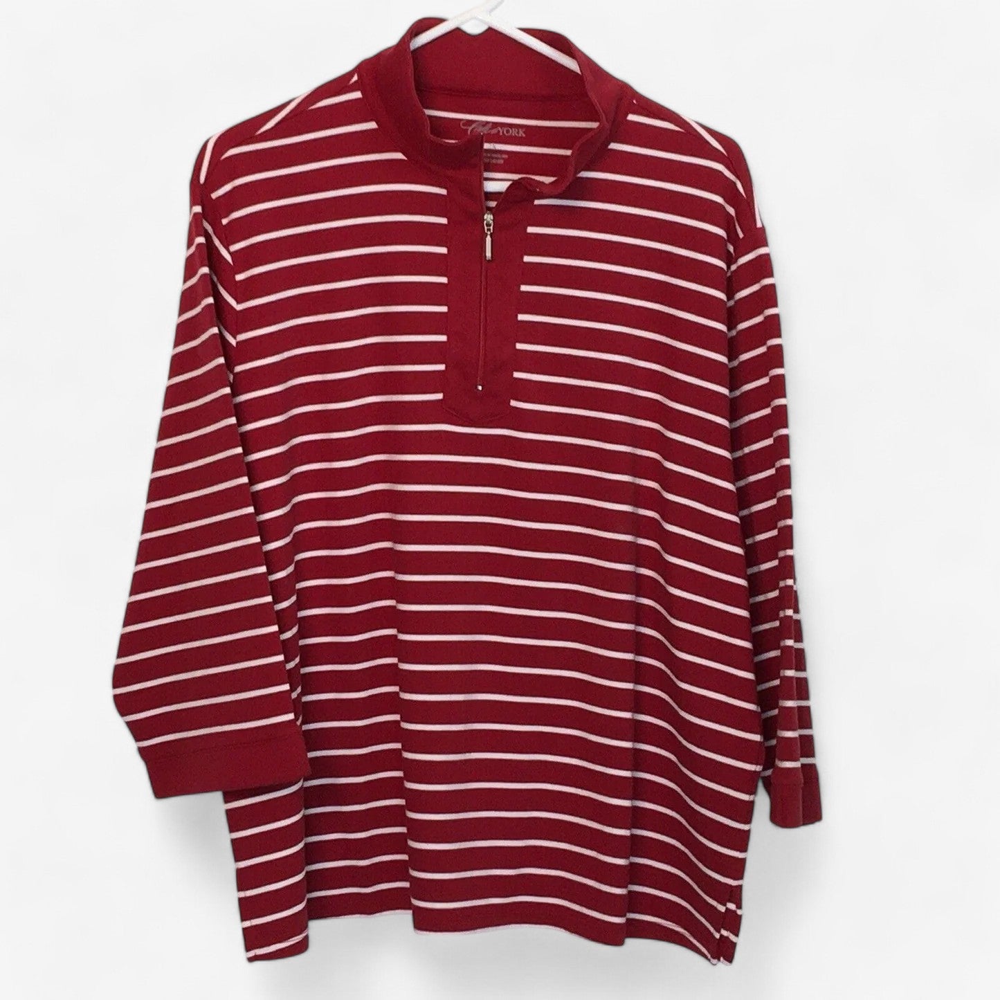 Cali & York Women's Red and White Striped Pullover Sweater - Size 2X
