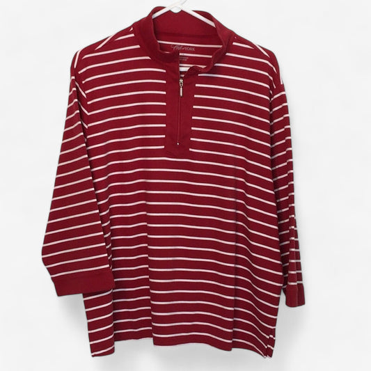 Cali & York Women's Red and White Striped Pullover Sweater - Size 2X