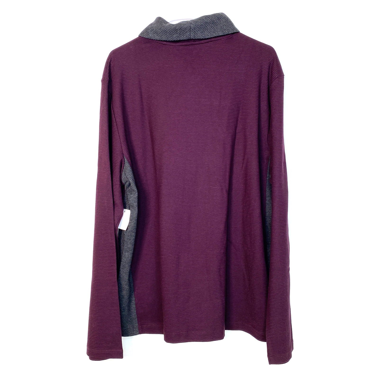 Cozy Calvin Klein Purple Gray Colorblock Cowl Neck Sweater XL NWT Parsimony Shoppes