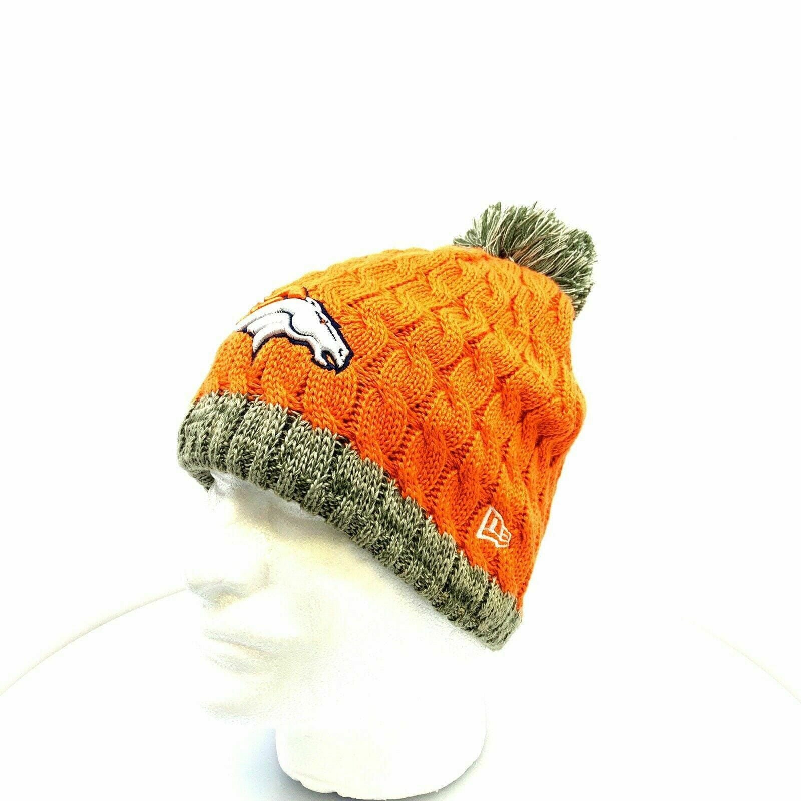 Cozy New Era Womens Cable Knit Fleece Lined Cap - Denver Broncos - OSFA - Orange - Very Good -  | Buy at Parsimony Shoppes