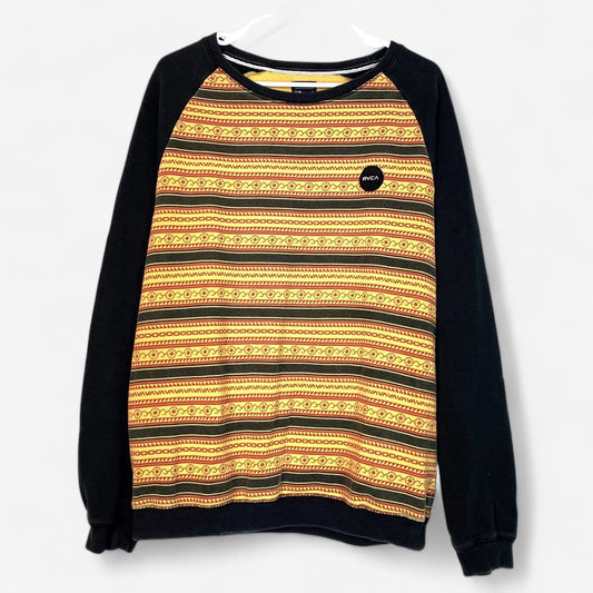 RVCA Men's Slim Fit Raglan Sweatshirt - Geometric Print - Size L