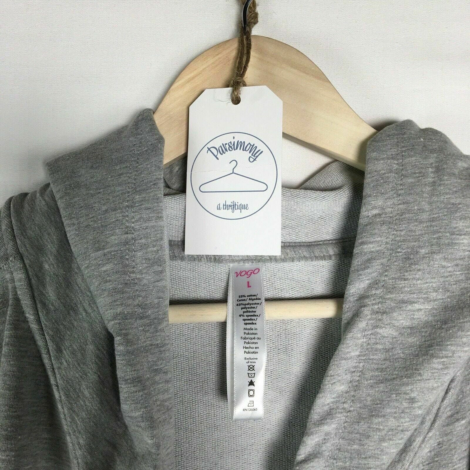 Cozy Vogo Womens Heather Gray Cardigan Hoodie Sweatshirt L Long Sleeve -  | Buy at Parsimony Shoppes