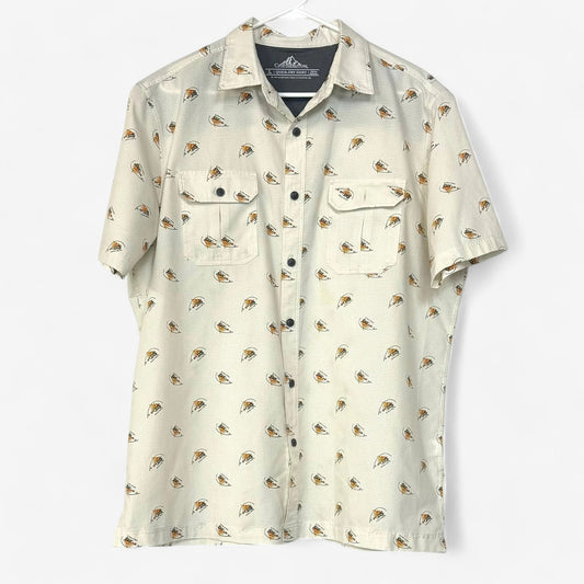 Croft & Barrow Men's Cream Short Sleeve Fishing Shirt - Size L