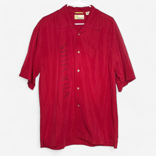 Cubavera Men's Crimson Red 'Sinfonia' Short Sleeve Button-Up Shirt - Size M