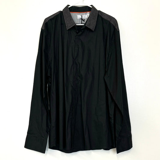 Five Four Mens Size 3XL ‘Jacob’ Black/Gray Button-Up Dress Shirt L/s NWT