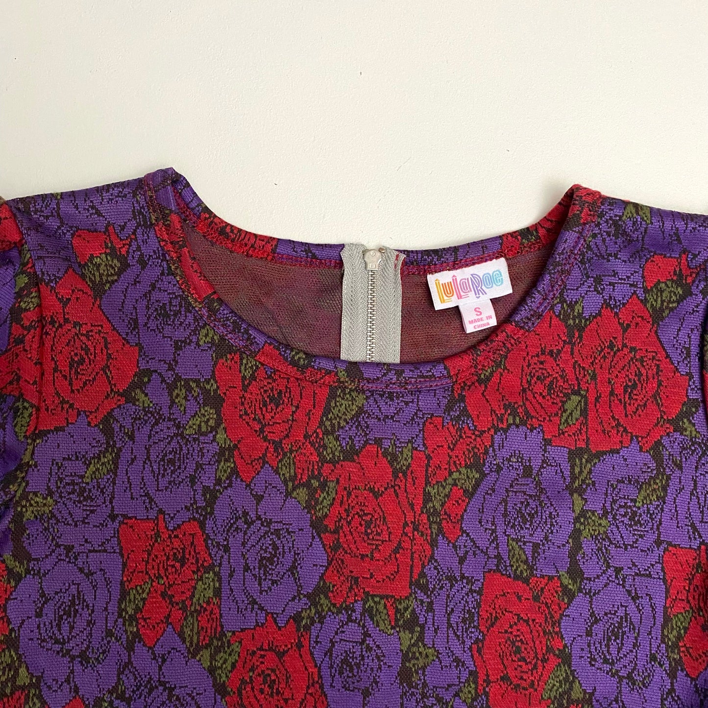 LuLaRoe Amelia Dress | S | Purple/Red Roses | S/s | NWT