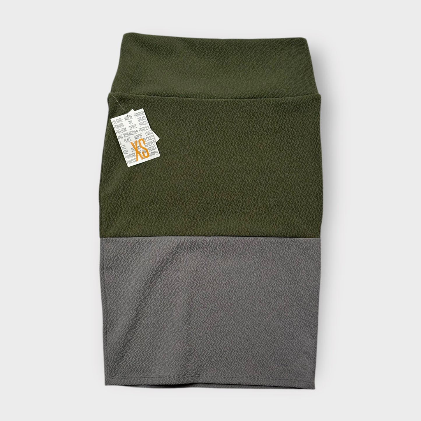 LuLaRoe Cassie Pencil Skirt - Gray/Green Colorblock - Women's XS (0-2) - NWT