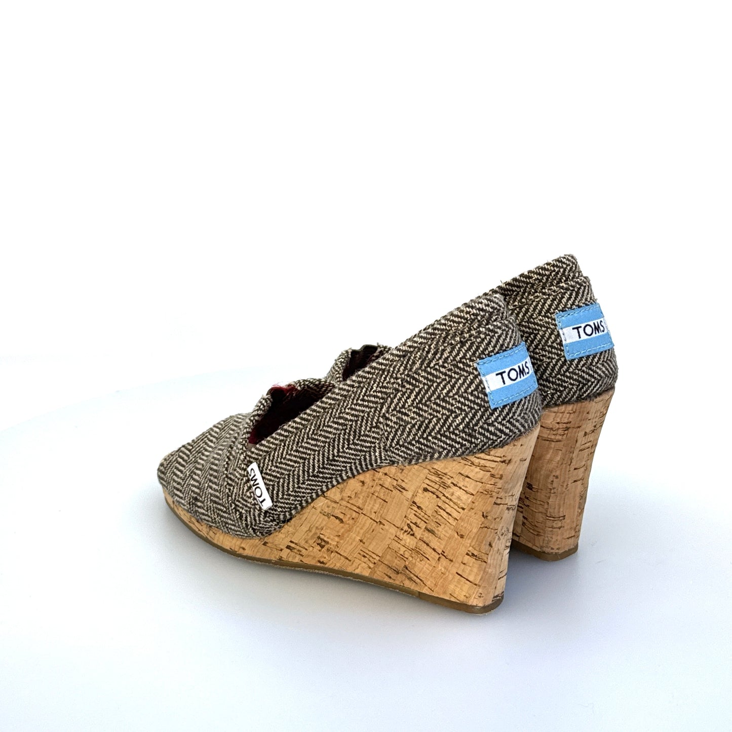 Toms | Womens Herringbone Wedge Cork Heel Shoes | Color: Brown/White | Size: 5 | Pre-Owned