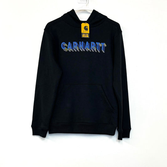 Carhartt | Kids L/s Graphic Hoodie Sweatshirt CA6467 | Color: Caviar Black | Size: L(14/16) | NWT