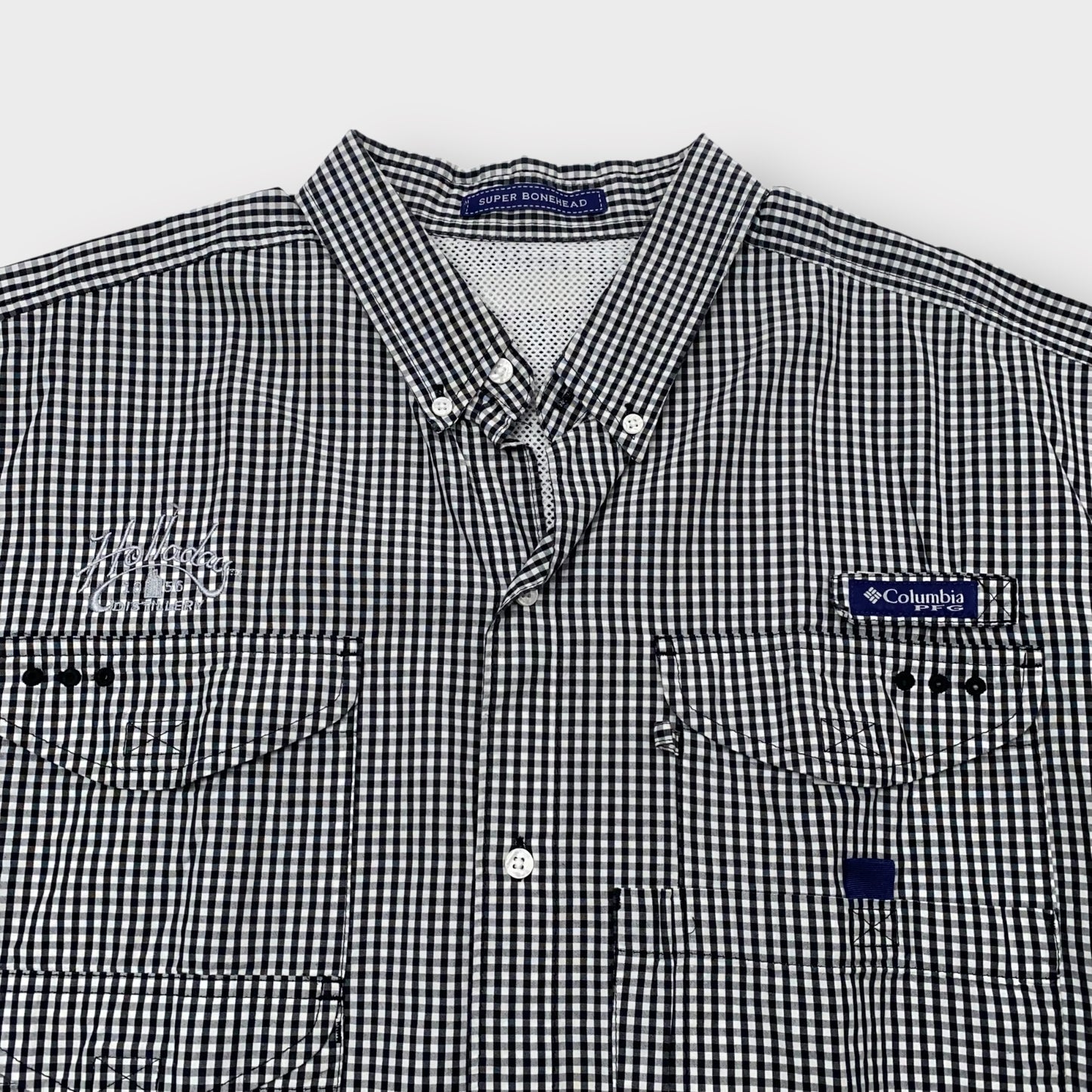 Columbia Men's Super Bonehead Vented Fishing Shirt - Black/White Check Plaid - Size 2XL - Short Sleeve