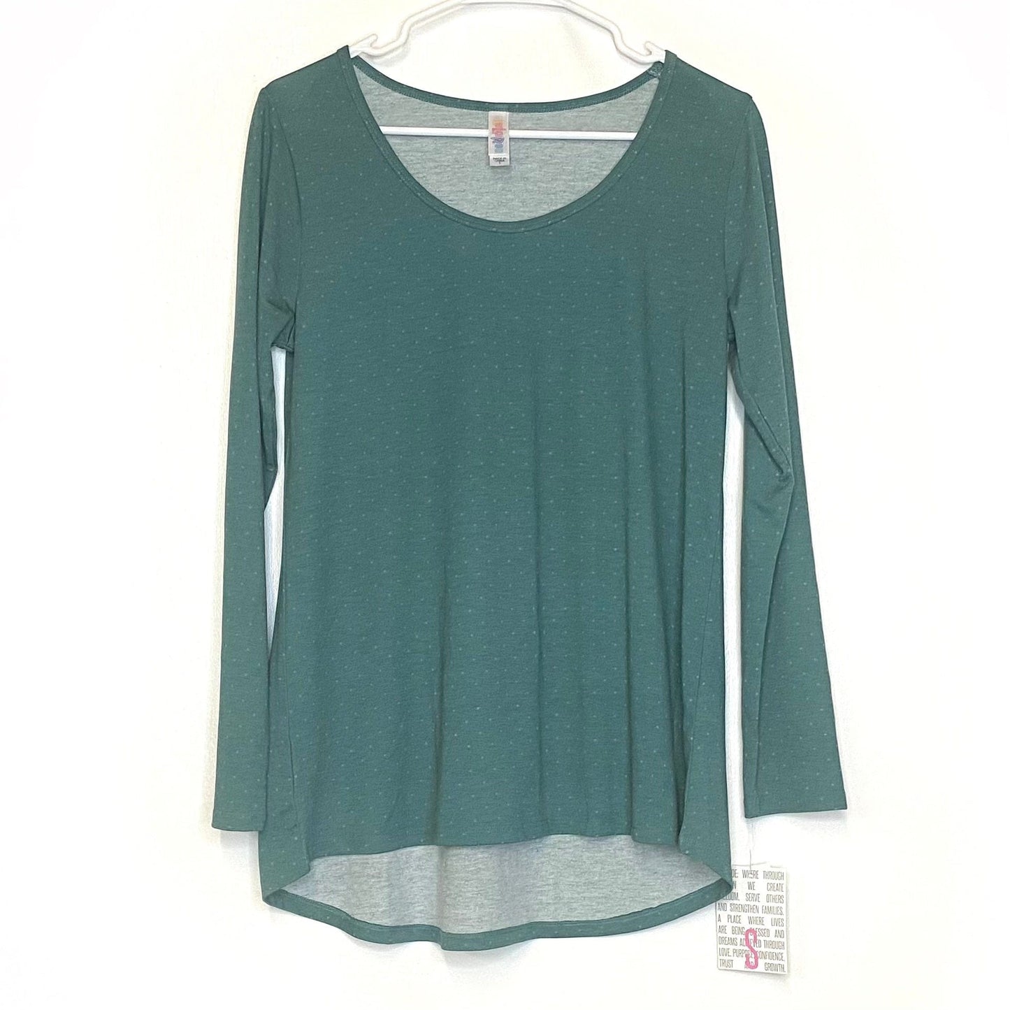 LuLaRoe Womens S Green Pin Dot Lynnae L/s Activewear Top NWT