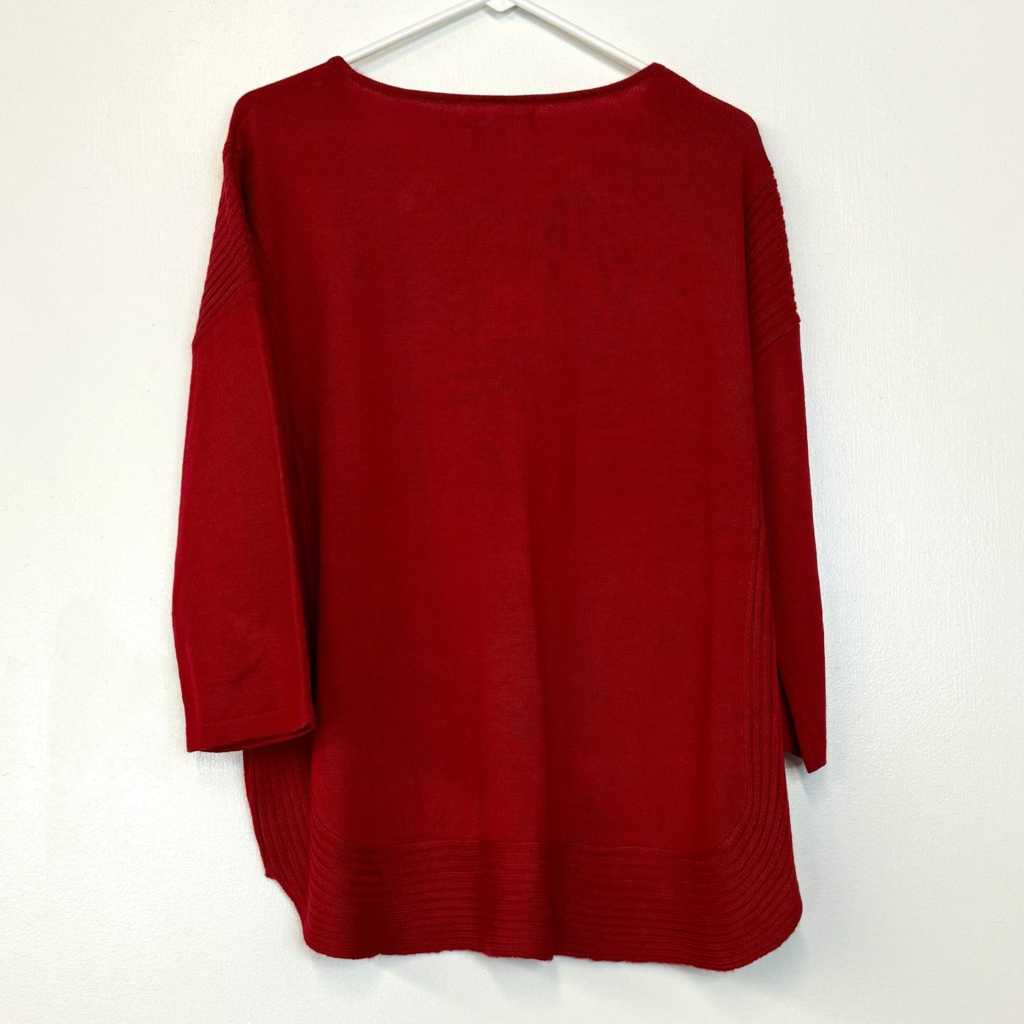 Dana Buchman Signature Womens Size XL Red Knit L/s Curved Hem Sweater NWT