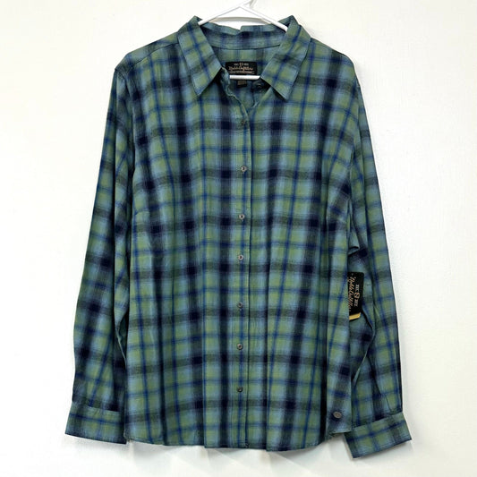 Noble Outfitters | Plaid Flannel L/s Shirt | Color: Slate Green/Royal Blue | Size: 3X | NW