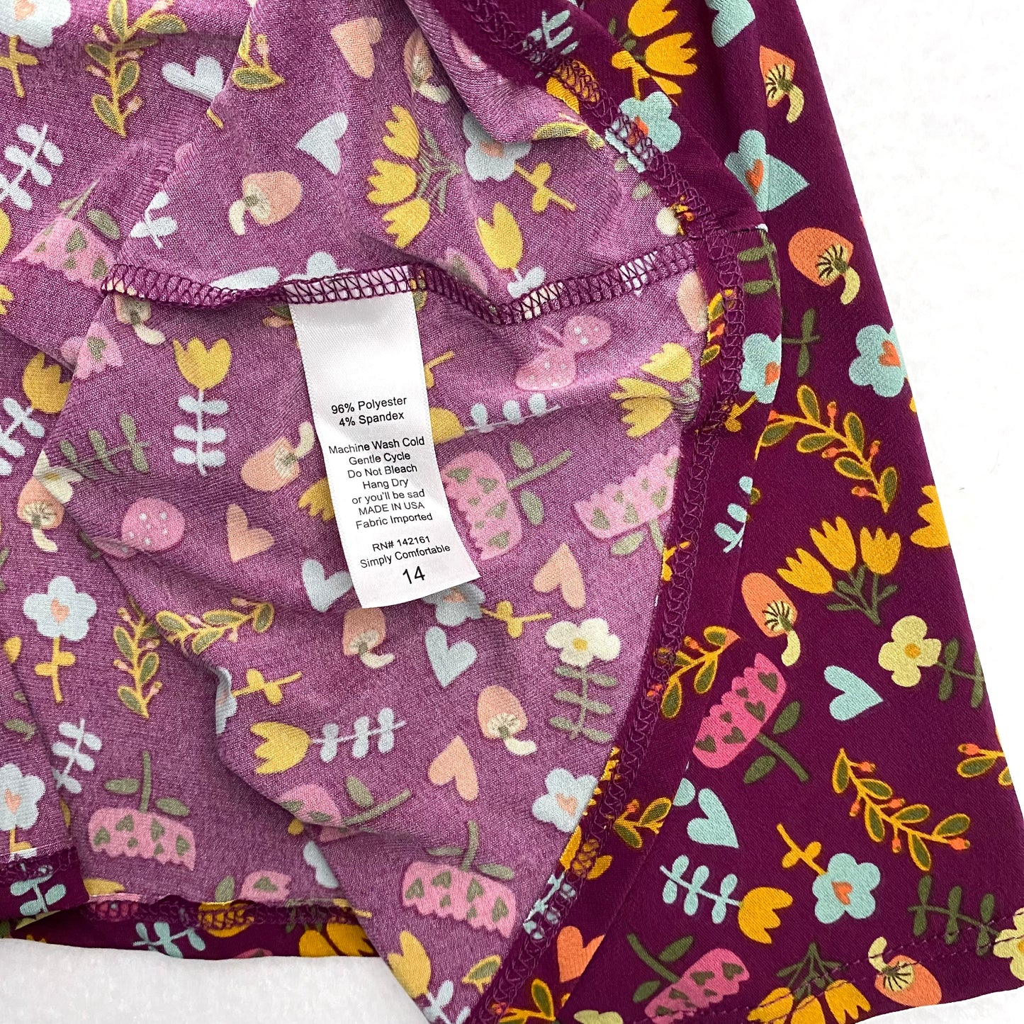 LuLaRoe Kids Azure A-Line Skirt  | 14 (14-16) | Purple/Multicolor Retro Floral | NWT