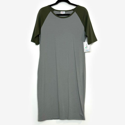 LuLaRoe Julia Bodycon Dress | XL (16-18) | Gray/Green | Colorblock | NWT