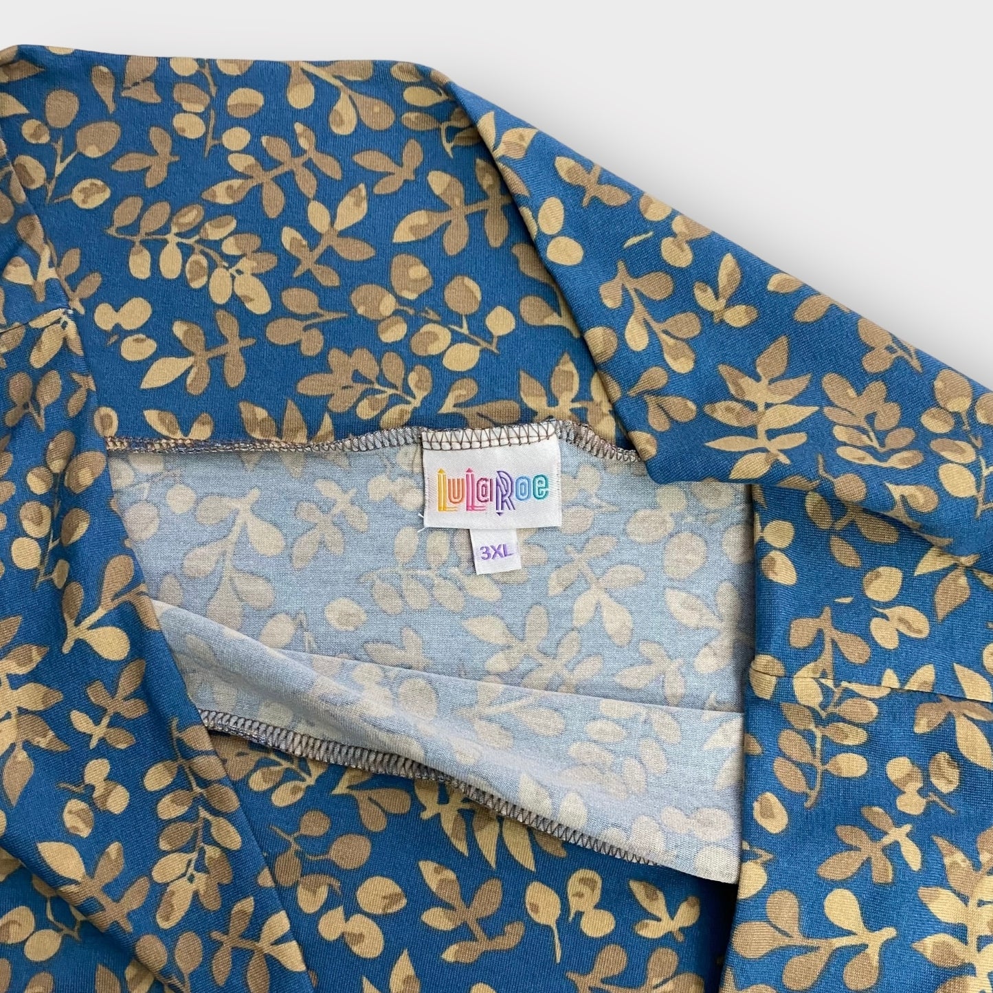 LuLaRoe Azure A-Line Skirt | 3XL (22-24)| Blue/Beige Leaves | NWT