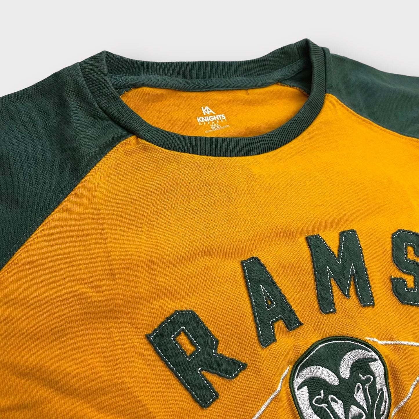 CSU Rams L/s T-Shirt | M (38/40) | Green/Yellow Logo | Colorblock | EUC