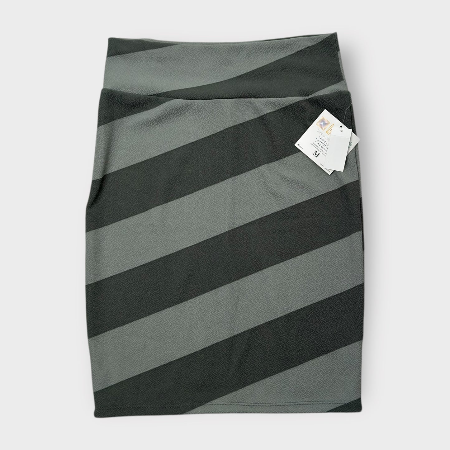 LuLaRoe Cassie Pencil Skirt - Gray Striped Pattern - Size M (8-10) - NWT