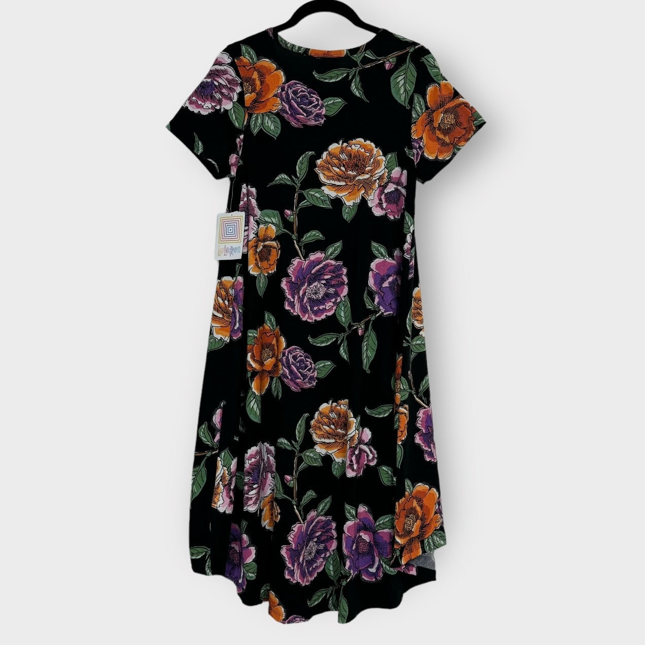 LuLaRoe | CARLY S/s Swing Dress | Size: XS | Black/Multicolor | Floral | NWT