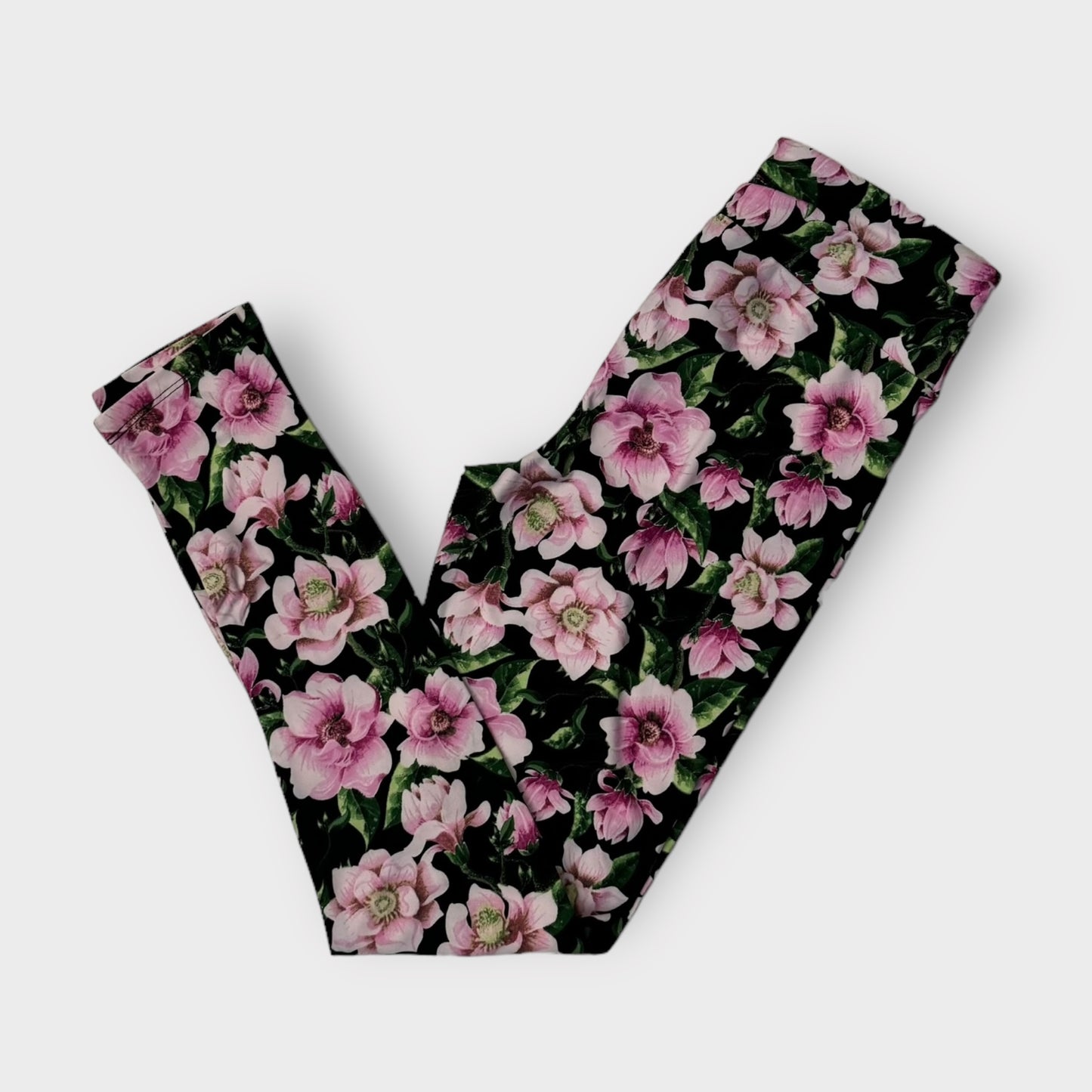 LuLaRoe Leggings | OS (2-10) | Black/pink/green Floral | Buttery Soft | New