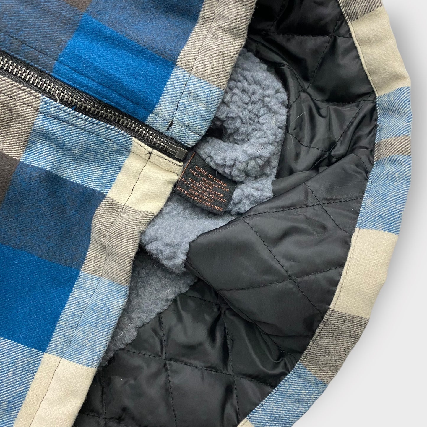 Victory Sportswear Mens Fleece Shacket | L | Blue/Black/White Plaid | NWT