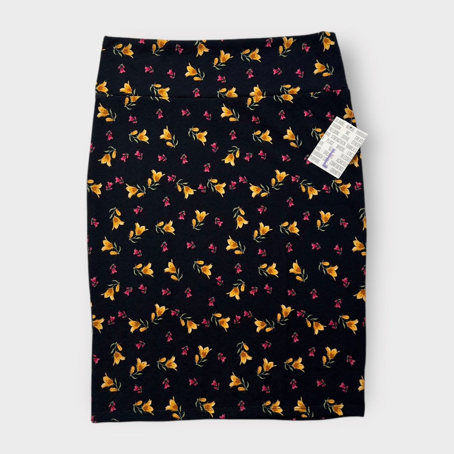 LuLaRoe Cassie Pencil Skirt - Black Ditsy Floral - Women's L (12-14) - Knee-Length - NWT