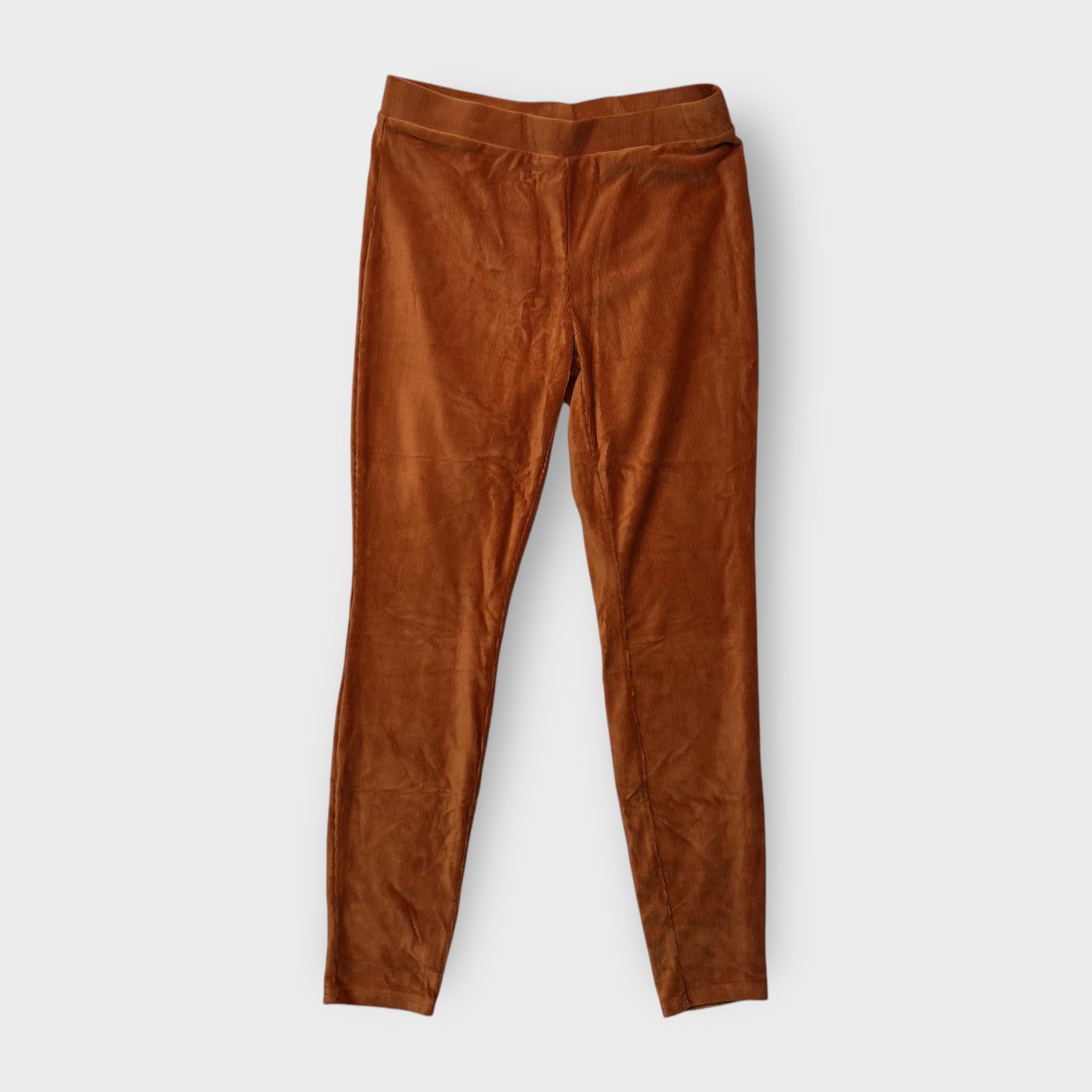 LuLaRoe Leggings M (8-10) - Solid Rust Brown Corduroy Texture - Soft Stretch Cotton Polyester Blend