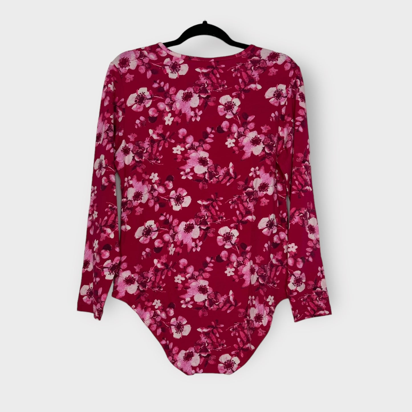 LuLaRoe Nova L/s Bodysuit | XL | Bright Pink Floral | NWT