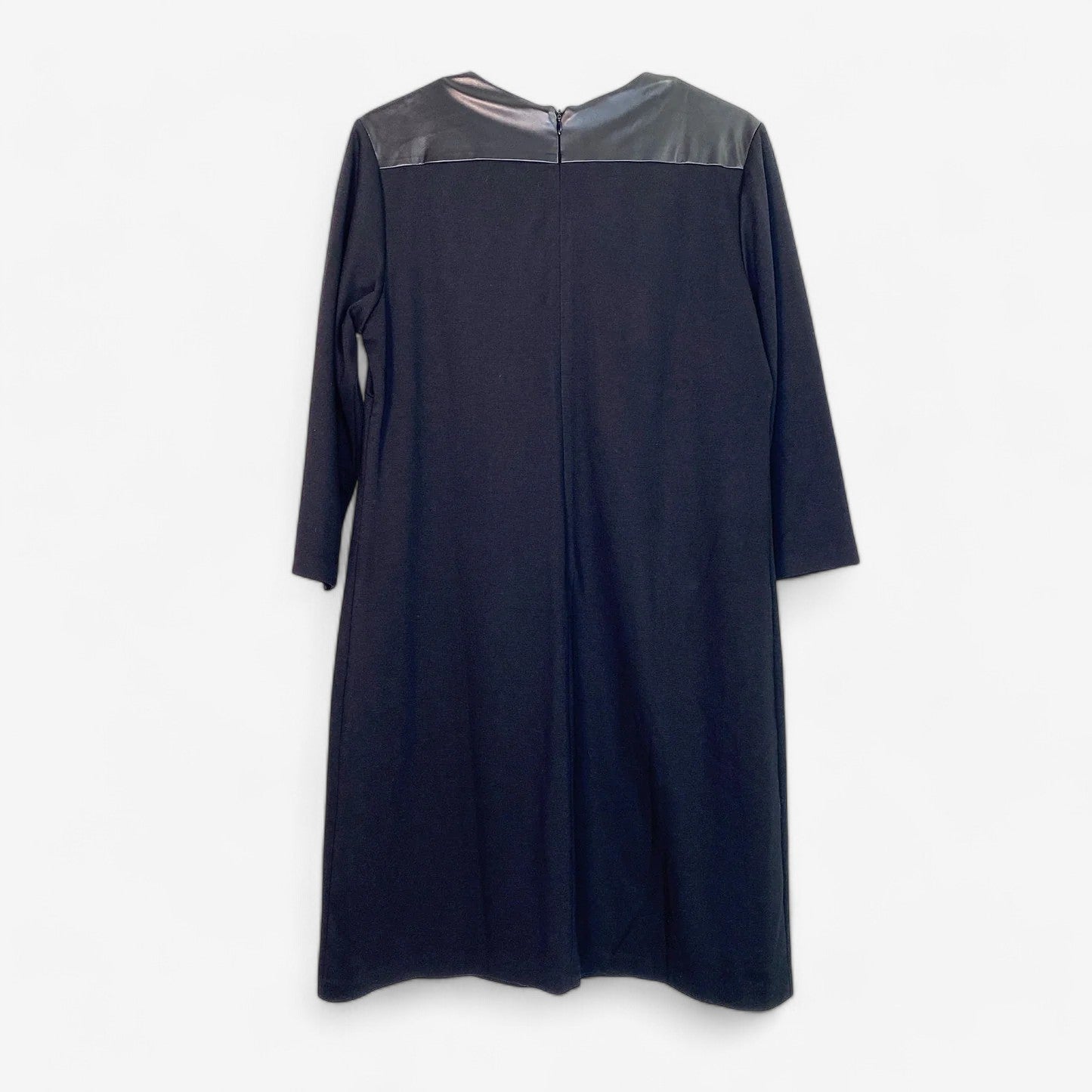 Dressbarn Women's Black Dress with Vegan Leather Shoulder Patches - Size 14