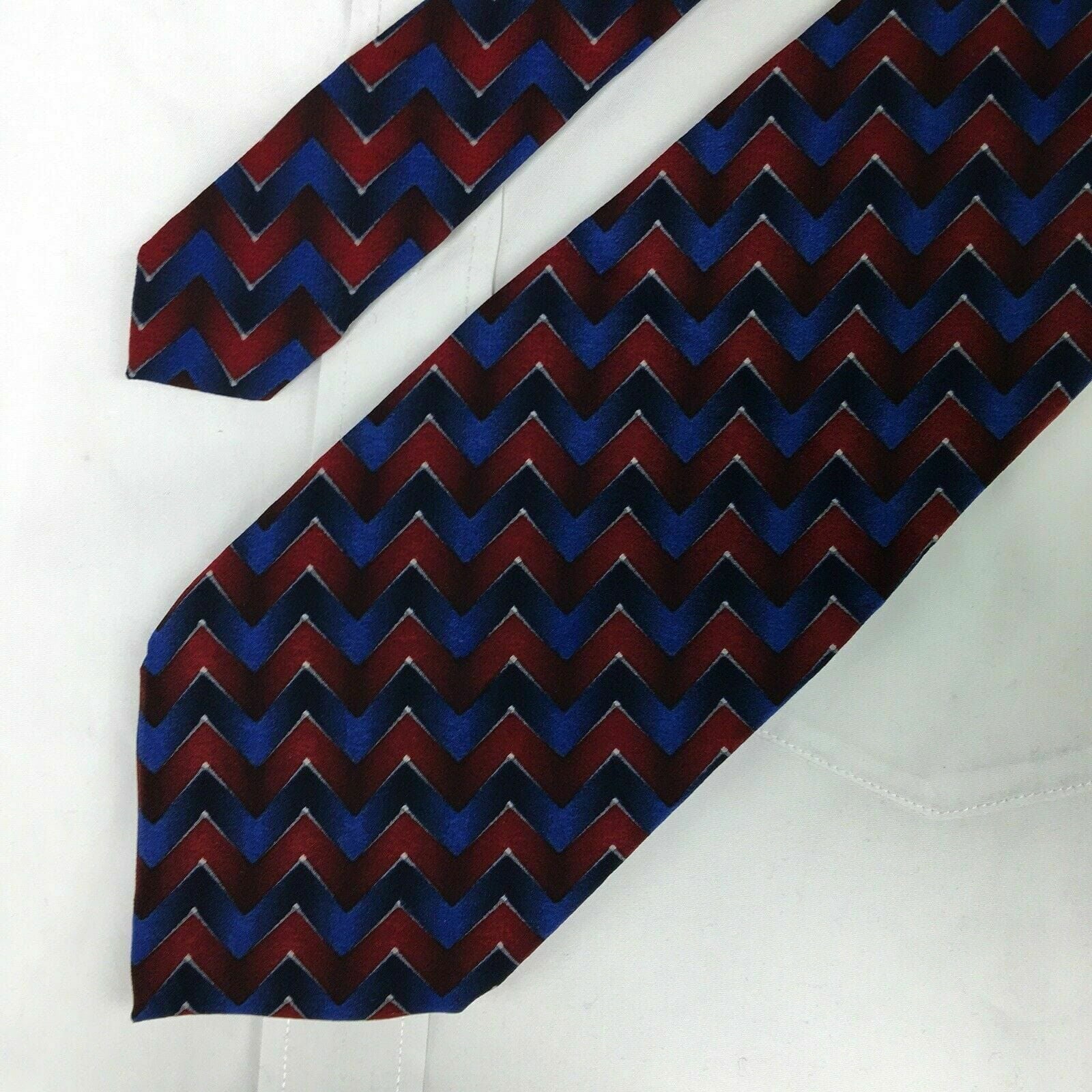 Dancing Bear Grateful Dead Mens Red & Blue Chevron Print 100% Silk Neck Tie 58” -  | Buy at Parsimony Shoppes