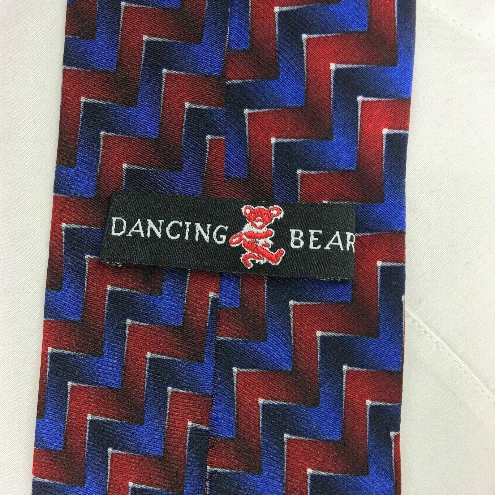 Dancing Bear Grateful Dead Mens Red & Blue Chevron Print 100% Silk Neck Tie 58” -  | Buy at Parsimony Shoppes