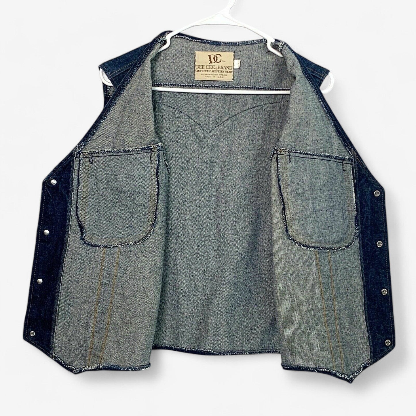 Dee Cee Brand Vintage Denim Vest | Blue | L (42-44) | Snap-Up | Made in USA | VGC