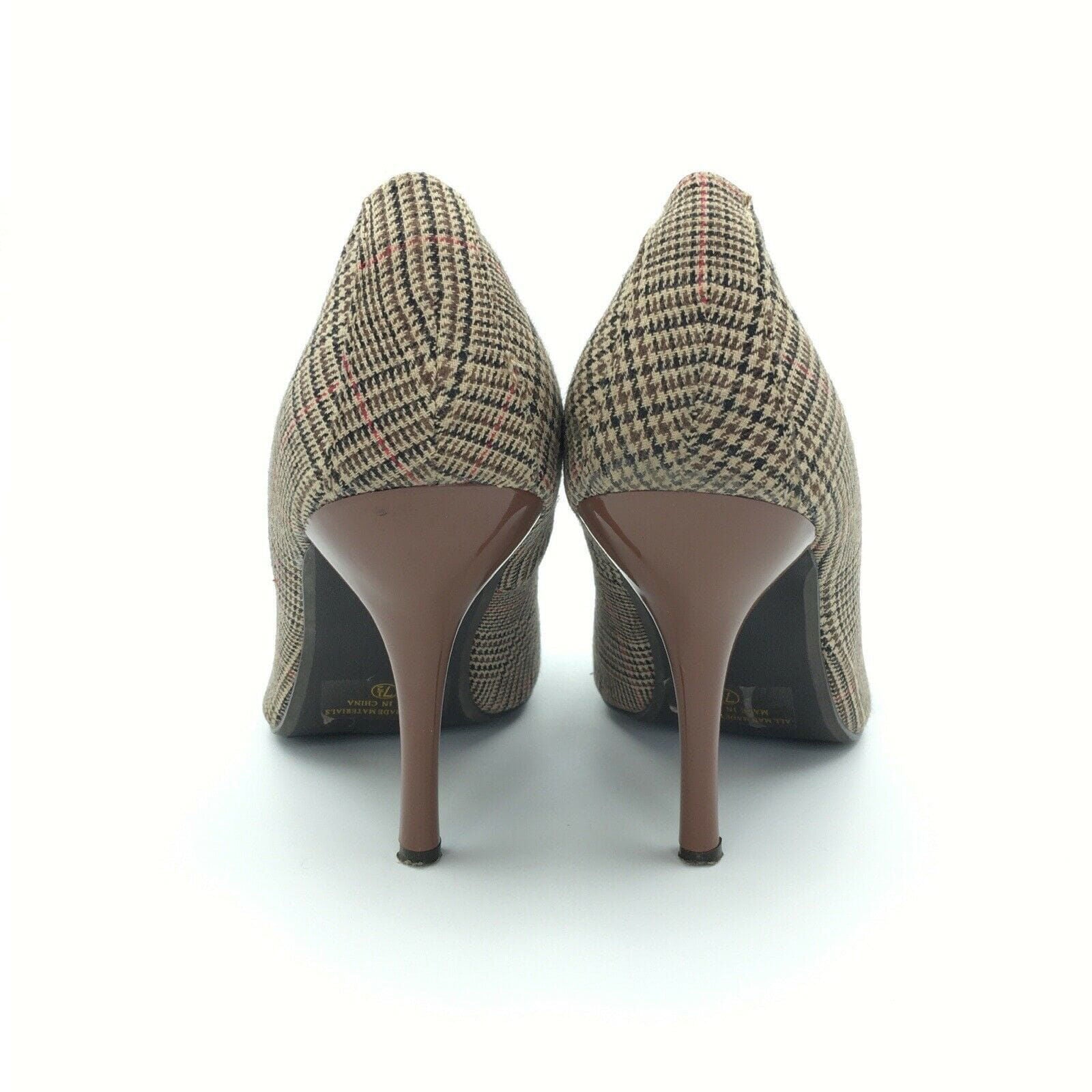 Delicious Womens Size 7.5 Brown Houndstooth Open Toe Bows Heels Pumps Shoes -  | Buy at Parsimony Shoppes