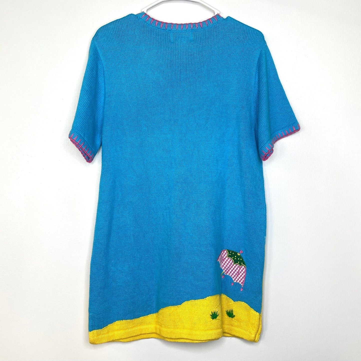 Delightful Quacker Factory Womens Size Small Short Sleeve Sweater Shirt Blue Beach Scenery Pre-Owned -  | Buy at Parsimony Shoppes