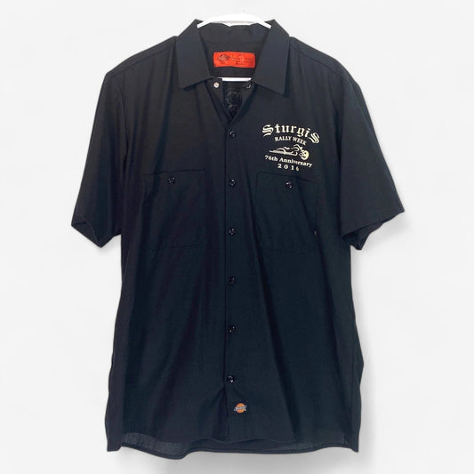 Dickies Men's Black Sturgis Rally Week Button-Up Shirt - Short Sleeve - Size L