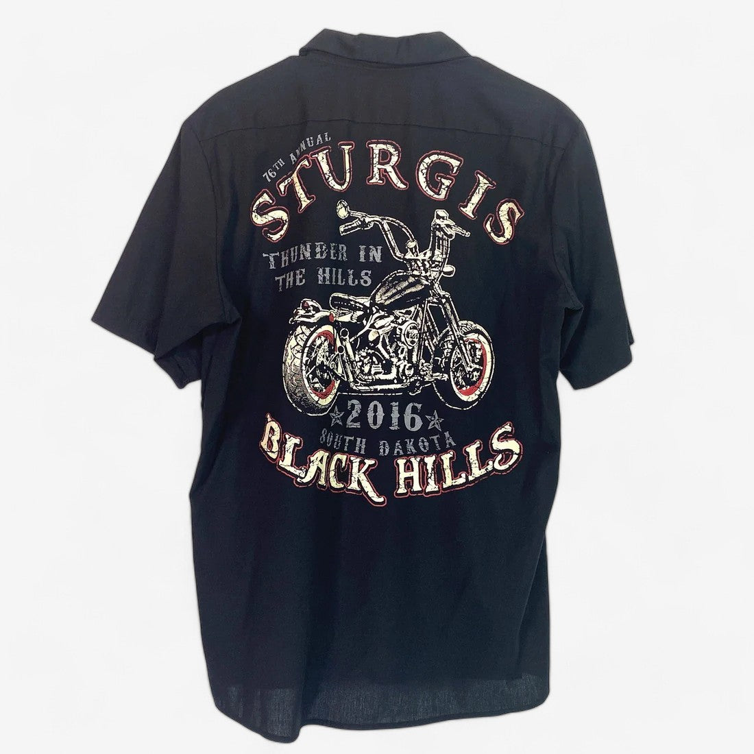 Dickies Men's Black Sturgis Rally Week Button-Up Shirt - Short Sleeve - Size L