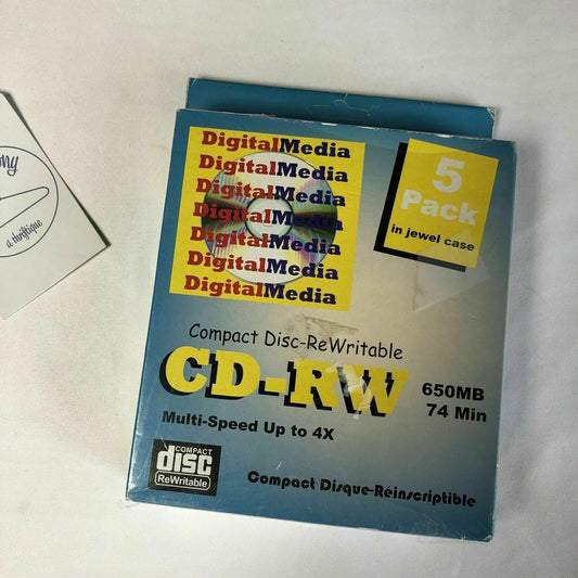 DigitalMedia 5 Pk CD-RW Compact Disc Rewritable 650MB 74 Min Multi Speed To 4X -  | Buy at Parsimony Shoppes