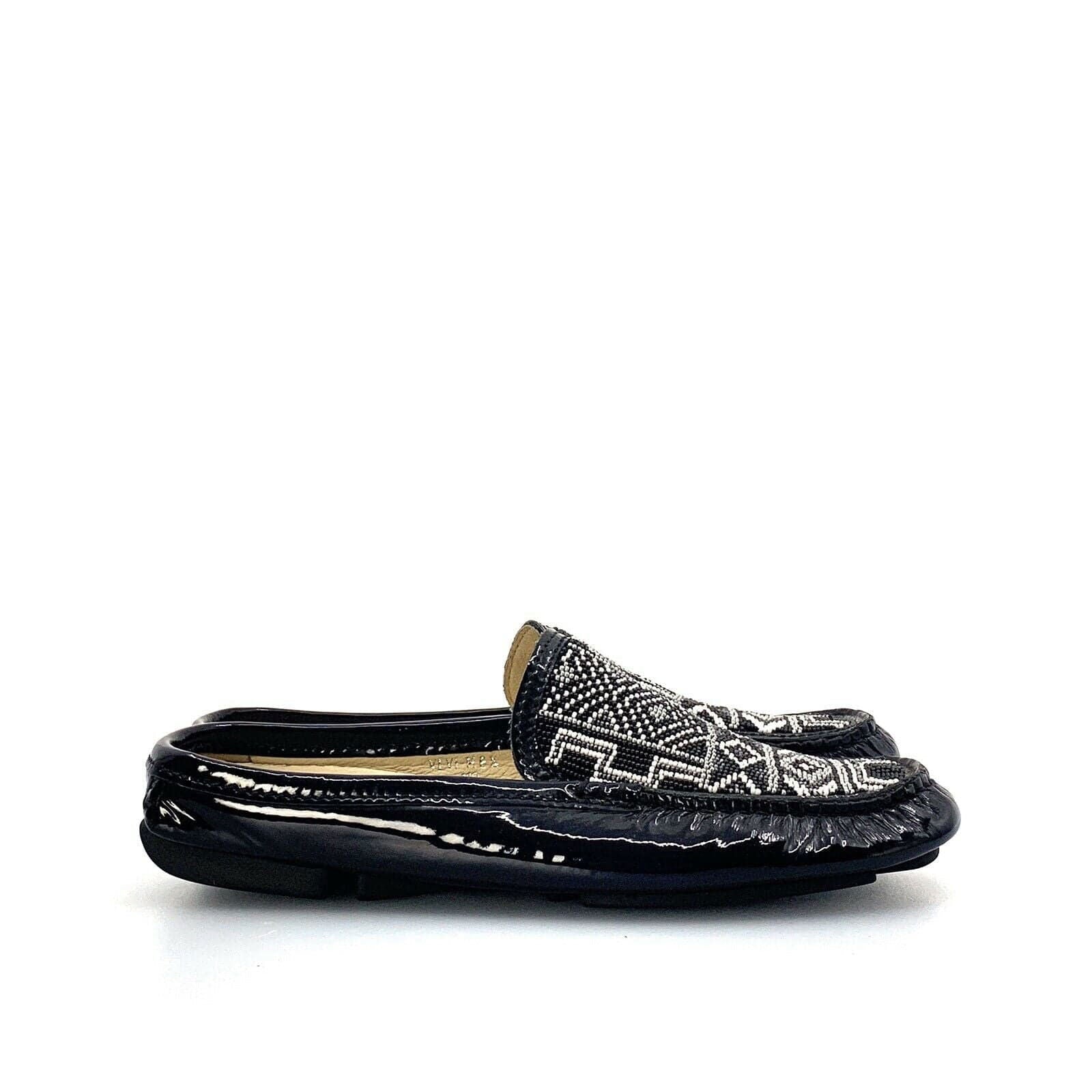 Donald Pliner Womens 6.5M Black Shoes Patent Leather Beaded Native Pattern -  | Buy at Parsimony Shoppes