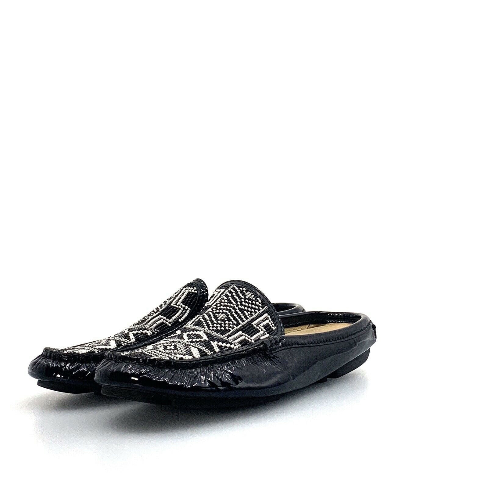 Donald Pliner Womens 6.5M Black Shoes Patent Leather Beaded Native Pattern -  | Buy at Parsimony Shoppes