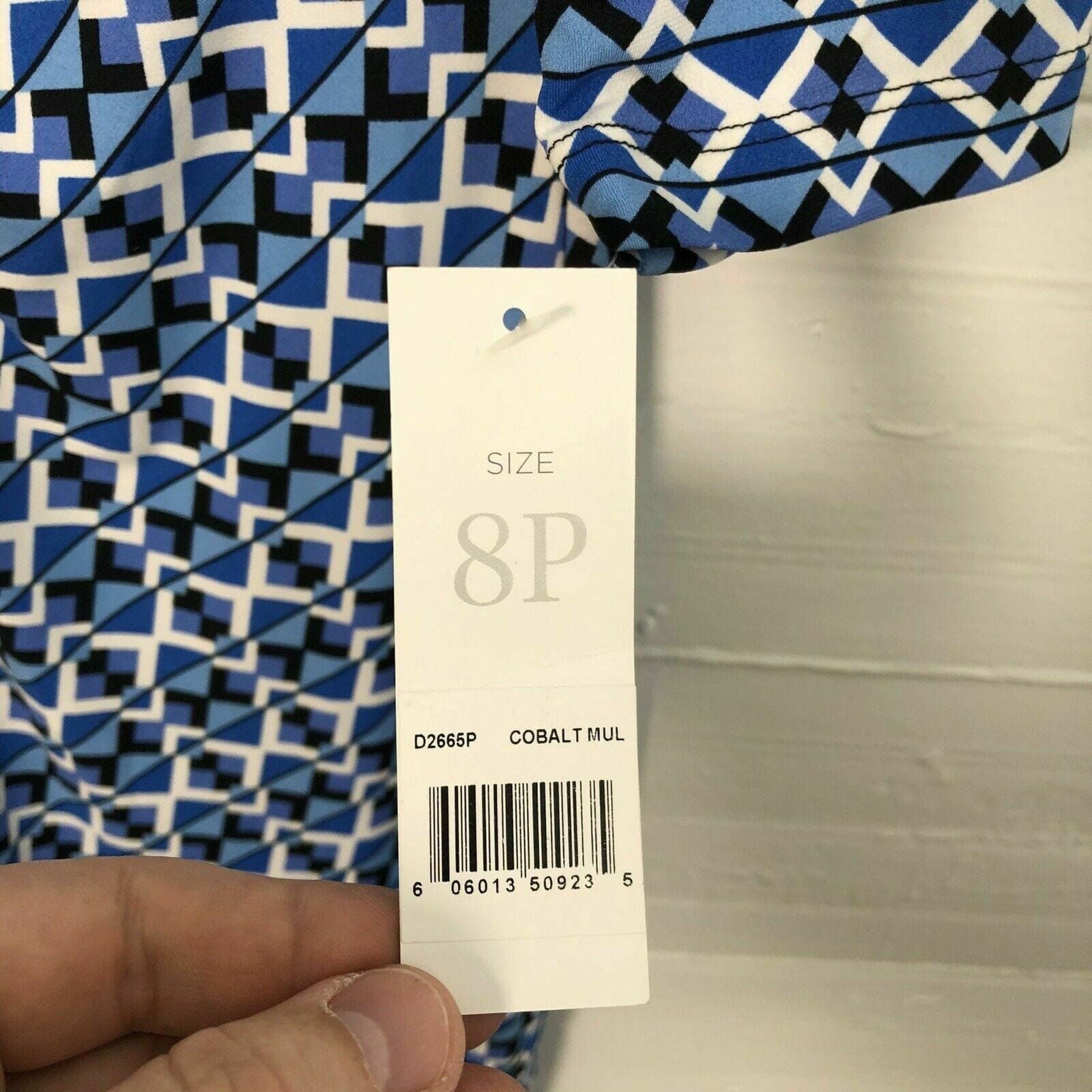 Donna Morgan Women Shift Dress “Masona” Cobalt Blue Size 8P Geometric V Neck NWT -  | Buy at Parsimony Shoppes