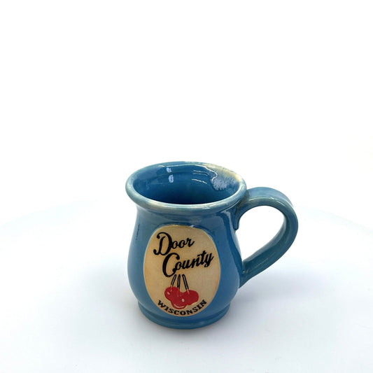 Door County Wisconsin (Cherries) Tourism Souvenir Blue Coffee Cup Mug 14oz -  | Buy at Parsimony Shoppes