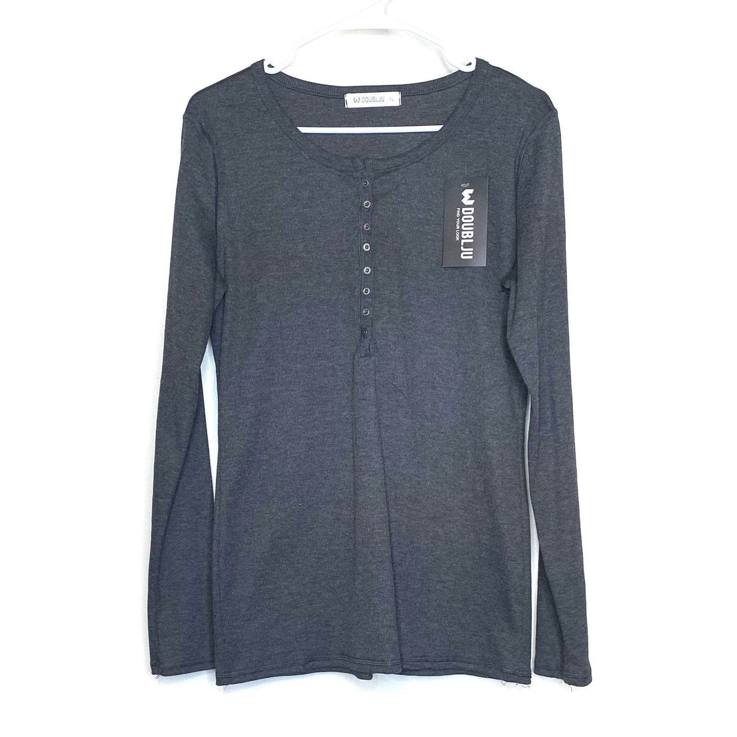DoublJu Womens Size XL Gray Henley Shirt L/s NWT -  | Buy at Parsimony Shoppes