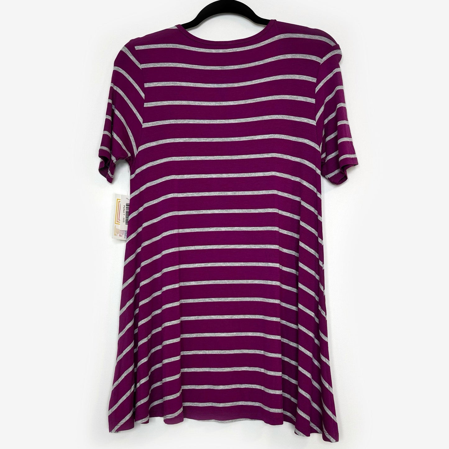 LuLaRoe Vault | Perfect T Swing Top | Size: XXS (0-6) | Color: Purple/Gray | Striped | NWT