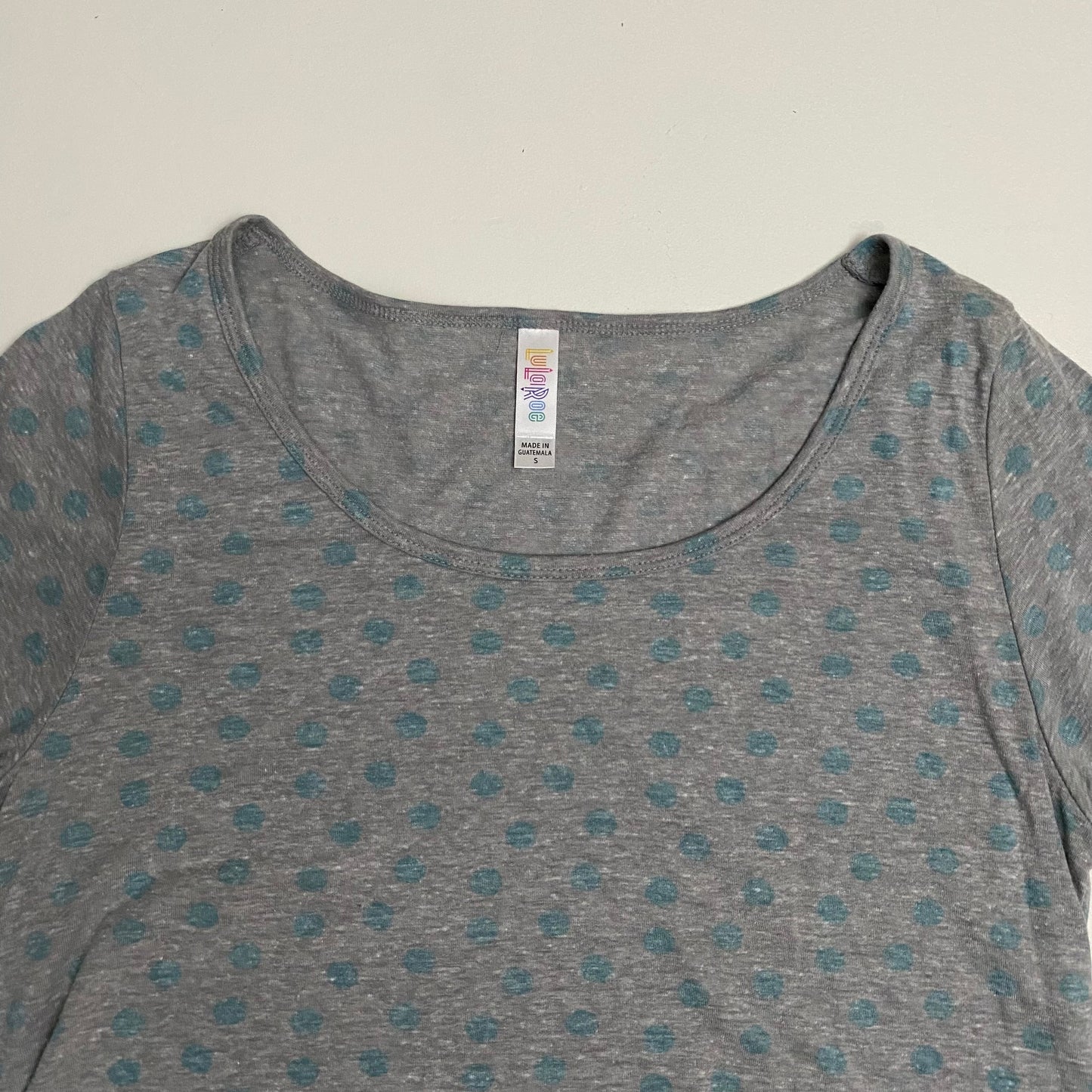 LuLaRoe Classic T | S (6-8) | Gray/Aqua Heathered/Spotted | NWT