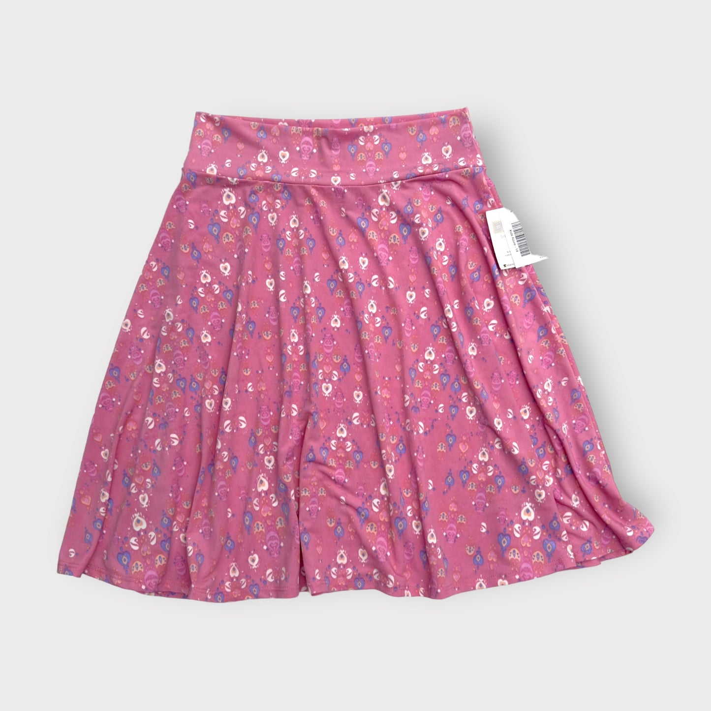 LuLaRoe Kids Azure A-Line Skirt  | 14 (14-16) | Pink/Multicolor Abstract Hearts | NWT