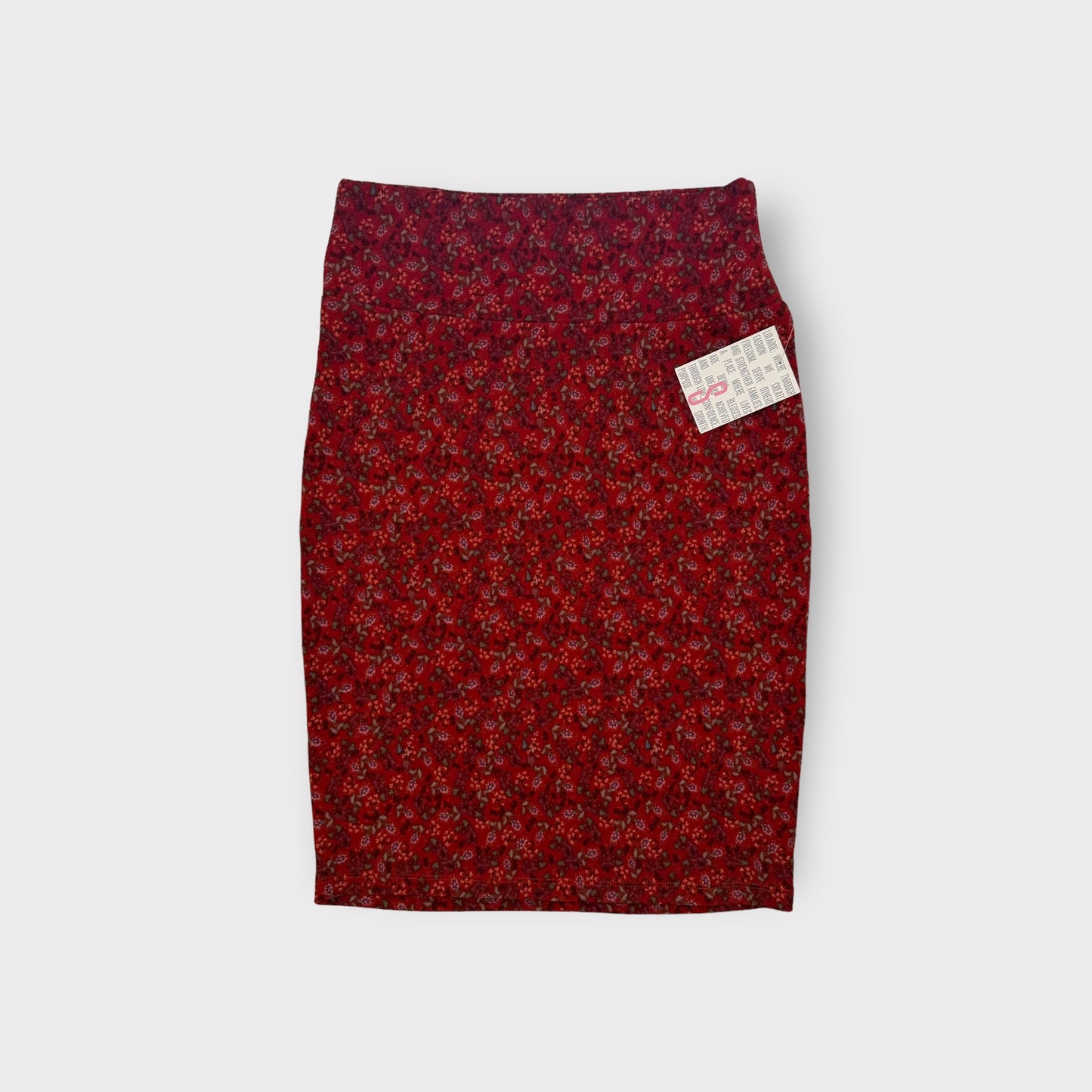 LuLaRoe Cassie Pencil Skirt | S (6-8) | Red/Orange | Floral | NWT